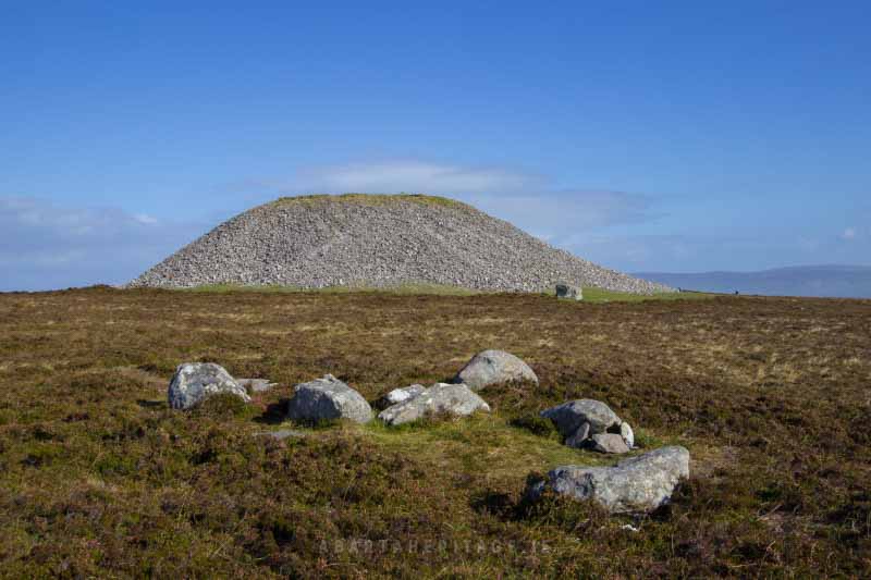 A view of Miosgán Meadhbha Maeves Cairn on Knocknarea Sligo. Although the cairn is unexcavated, it is believed to be a large passage tomb