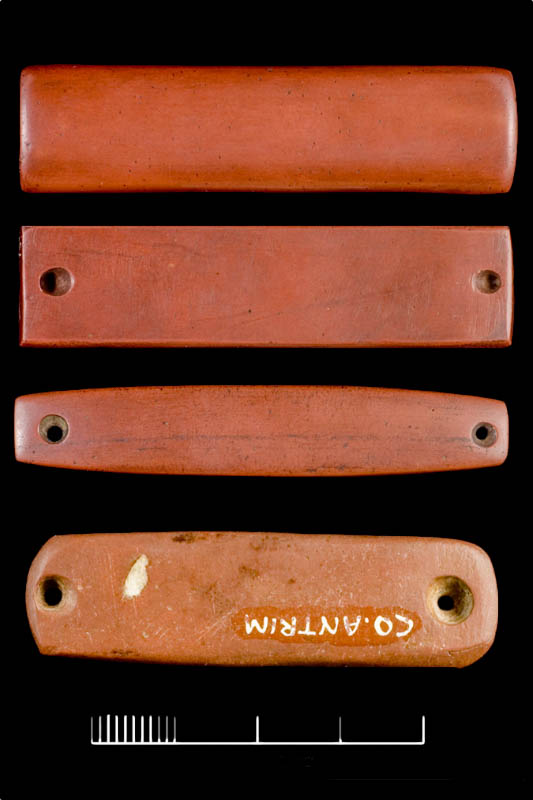 A selection of typical red jasper wrist-bracers from Ireland (after Roe and Woodward 2009, Fig.1). These wrist bracers are a key cultural signifier of the Beaker People