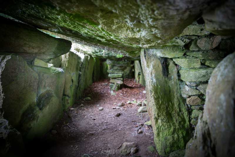 The interior of Labbacallee Wedge Tomb, County Cork.