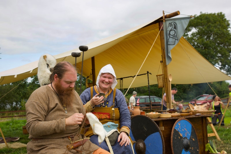 Living History practitioner Kate Gwilliam of Vikings UK at Woodstown Viking Site for Heritage Week