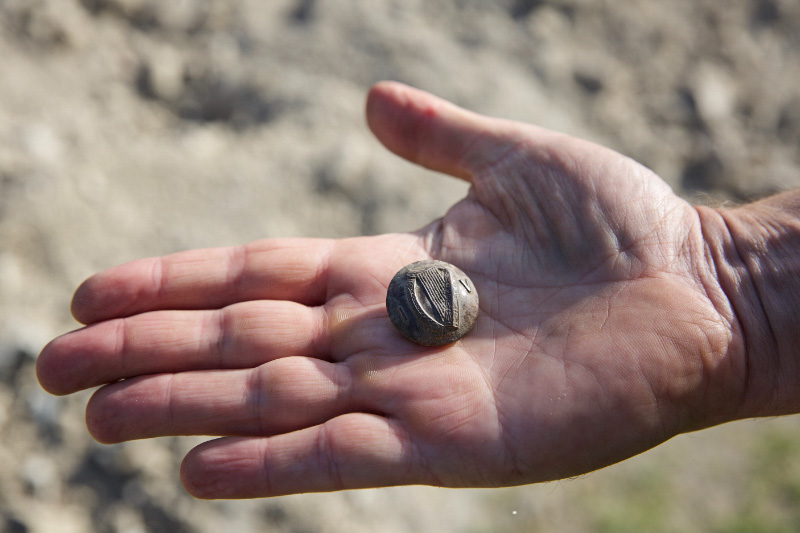 An Irish Volunteers Button from the early twentieth century, found during excavations at Kilkenny Castle