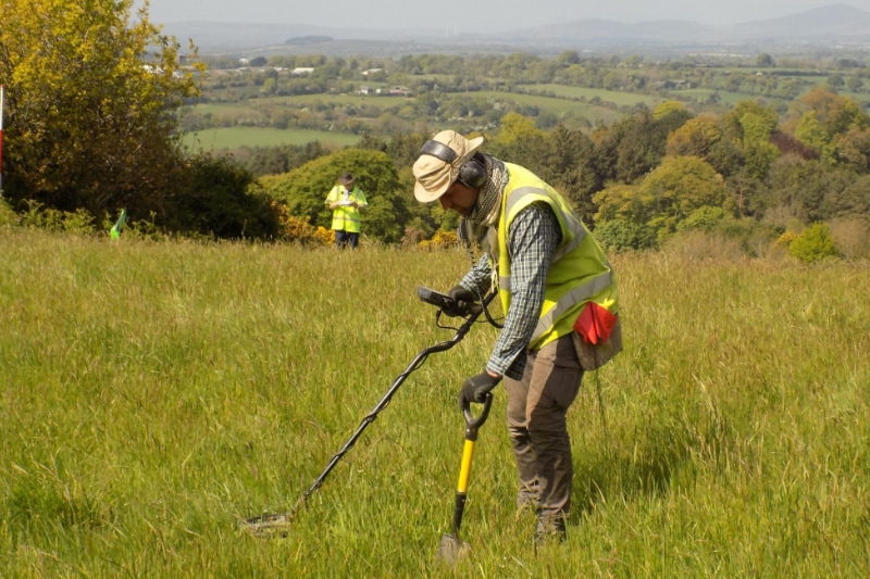 Licensed metal detection survey underway as part of a Conflict Archaeology study during the Vinegar Hill Project (Courtesy of Damian Shiels and Rubicon Heritage)