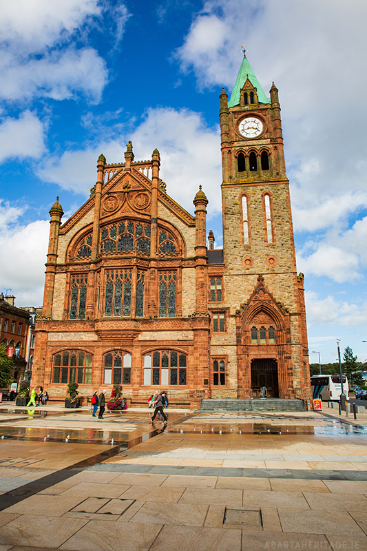 The iconic Derry Guildhall. The vibrant and history packed city of derry is one of the best places to visit in Northern Ireland