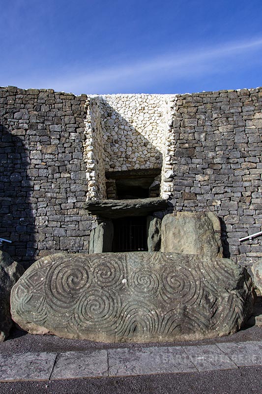 The entrance into Newgrange Passage Tomb Neolithic Ireland Podcast