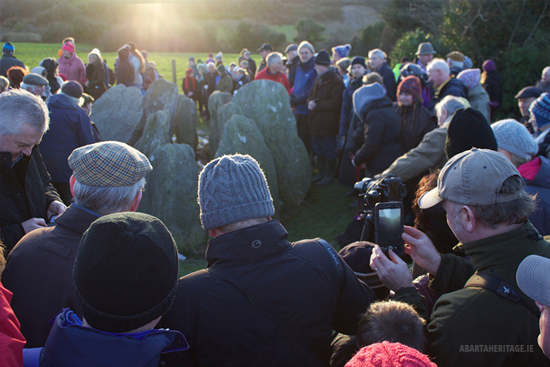 The excited crowd at Sunset of the Winter Solstice at Knockroe