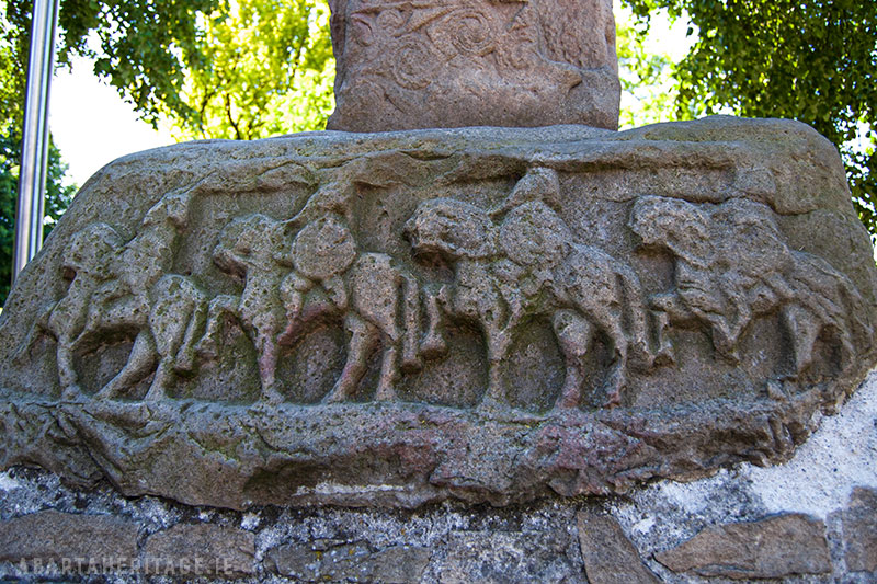 Horsemen depicted on the base of the Market Cross on the Kells Heritage Trail