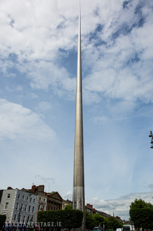 The Spire or Monument of Light in O'Connell Street one of the stops on the Luas Dublins Timeline audiobook