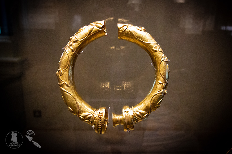 Prehistoric gold torc in the National Museum of Ireland