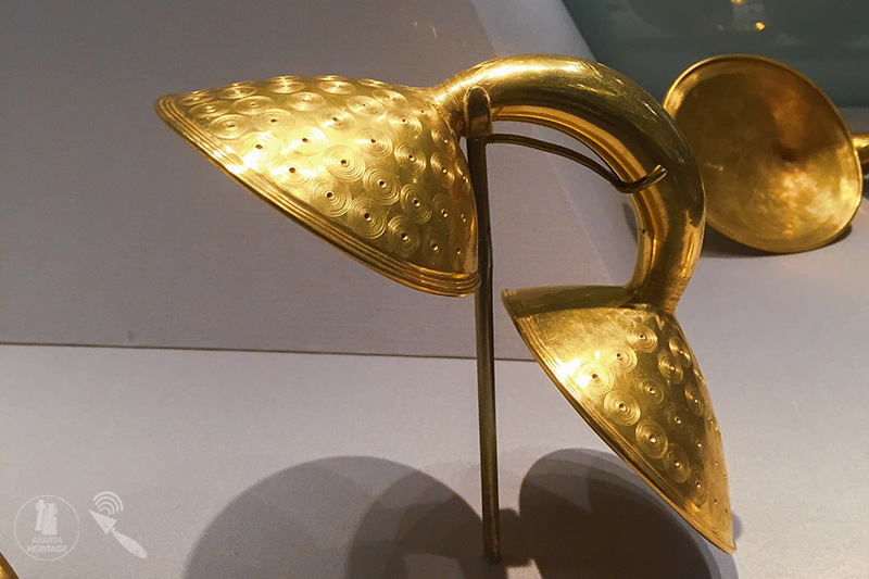 Prehistoric Gold Dress Fastener on display in the National Museum of Ireland