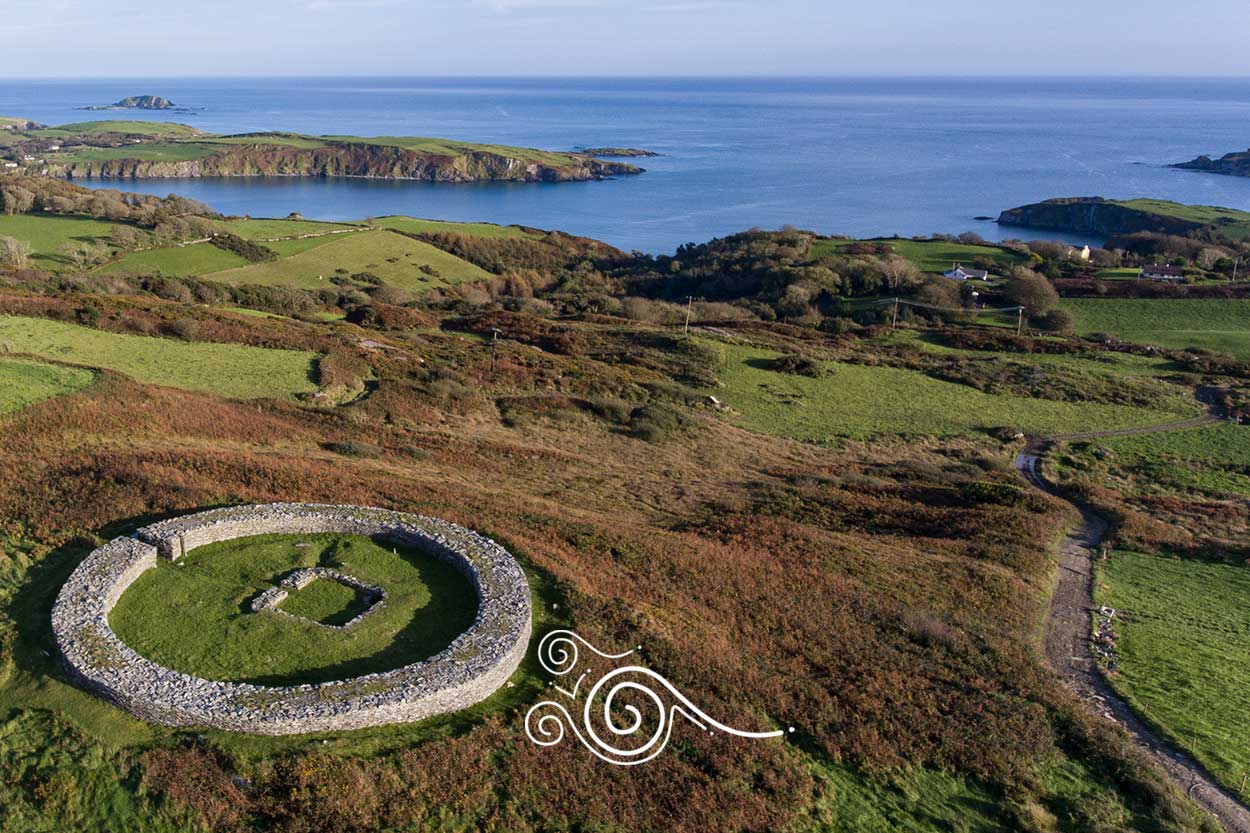 Aerial view of Knockdrum Stone Fort West Cork