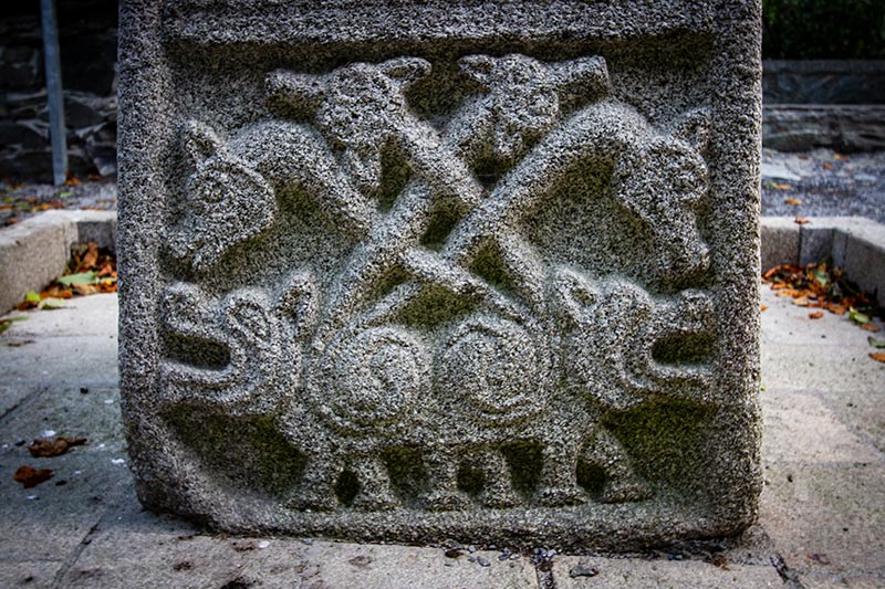 Depiction of the beast at Moone one of the most enigmatic of Irish high crosses